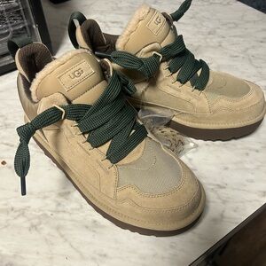 UGG Tan Sneakers with Dark Green Laces